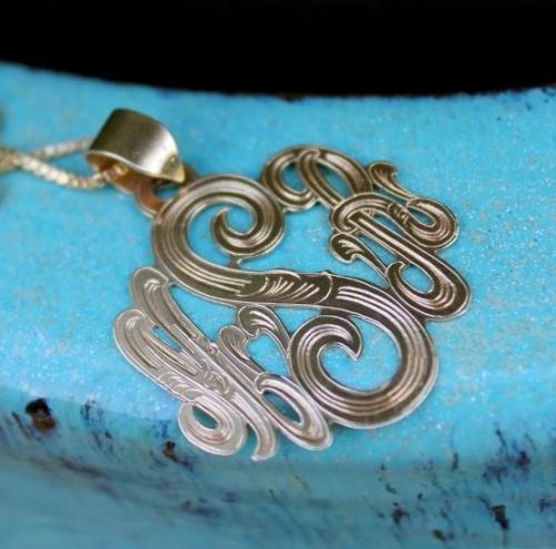 Monogrammed Necklace With Hand Engraved Details