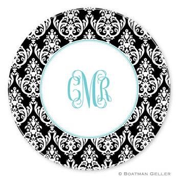 Boatman Geller Personalized Melamine Plate with Madison Damask Pattern  Home & Garden > Kitchen & Dining > Tableware > Dinnerware > Plates