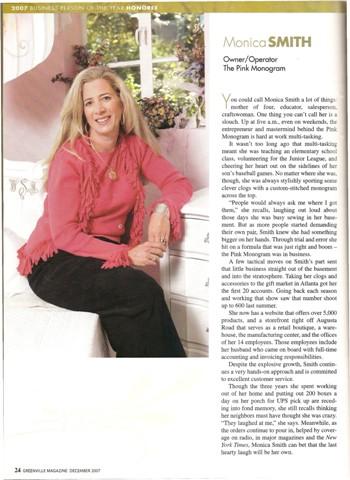 Greenville Magazine Business Person Of The Year 2007 Honoree Local Business Article 