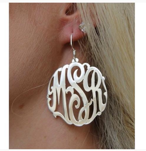 Monogrammed Script Earrings on French Wires  Apparel & Accessories > Jewelry > Earrings