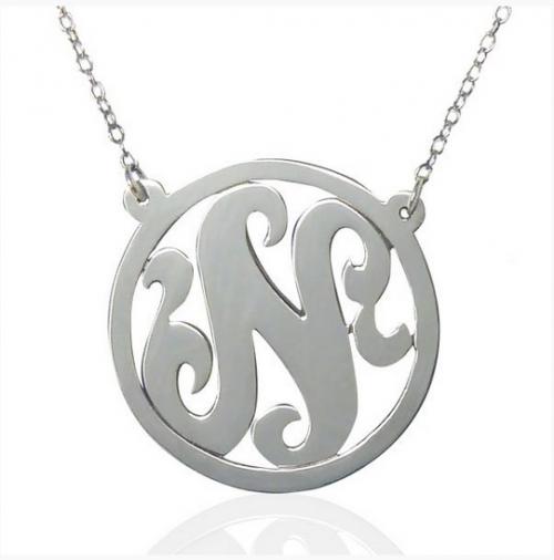  Single Initial Necklace With Border 1"   Apparel & Accessories > Jewelry > Necklaces