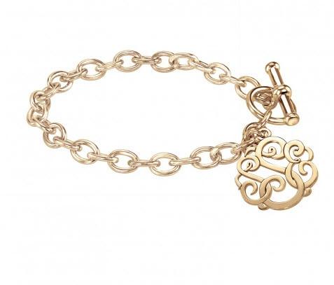 Monogrammed Hand Cut Disc Toggle Bracelet   Apparel & Accessories > Jewelry > Bracelets