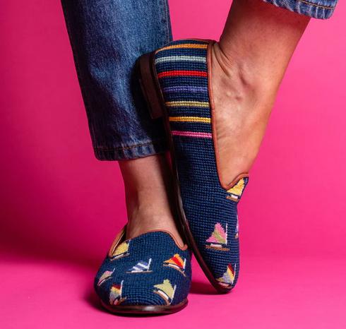 By Paige Fleet on Navy Ladies Needlepoint Loafers  Apparel & Accessories > Shoes > Loafers