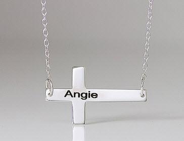 Engraved Sideways Cross Necklace   Apparel & Accessories > Jewelry > Necklaces
