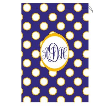 Monogram Laundry Bag with LSU Purple Gold and White Polka Dots Laundry Bag Purple and White polka dots Home & Garden > Household Supplies > Laundry Supplies > Washing Bags & Baskets
