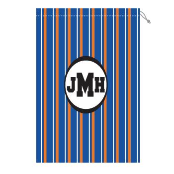 Monogram Laundry Bag with Florida Orange and Blue Stripes Laundry Bag Orange and Blue Stripe Home & Garden > Household Supplies > Laundry Supplies > Washing Bags & Baskets