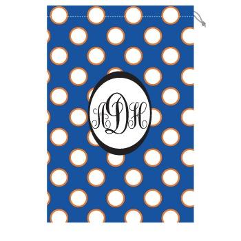 Monogram Laundry Bag with Florida Orange and Blue Polka Dots Laundry Bag Orange and Blue Polka Dots Home & Garden > Household Supplies > Laundry Supplies > Washing Bags & Baskets