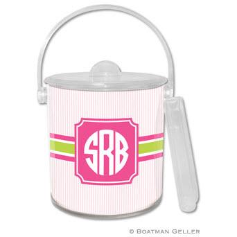 Personalized Ice Bucket Seersucker Pink  Home & Garden > Kitchen & Dining > Barware > Ice Buckets