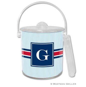 Boatman Geller Personalized Ice Bucket in Seersucker Band Red & Navy Pattern  Home & Garden > Kitchen & Dining > Barware > Ice Buckets