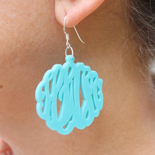 Monogrammed Earrings Acrylic Script on a French Wire  Apparel & Accessories > Jewelry > Earrings