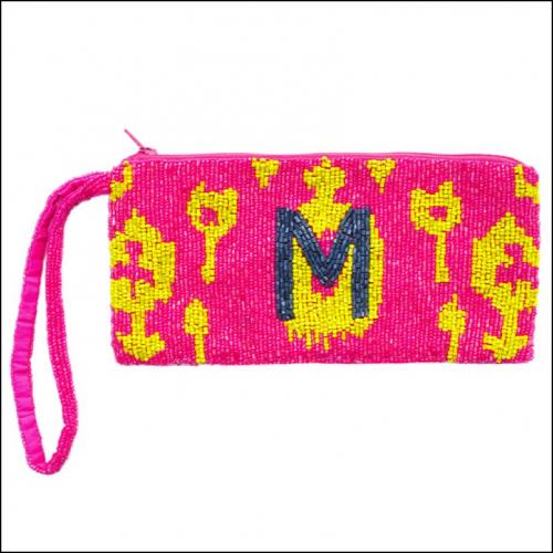 Ikat Pattern Beaded Monogram Wristlet  Apparel & Accessories > Handbags > Wristlets