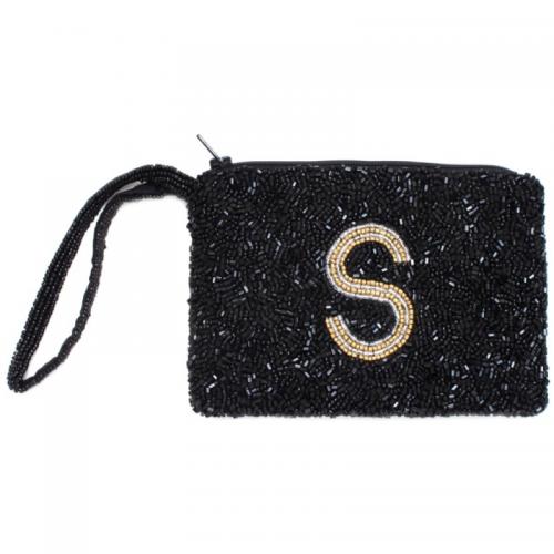 Hand Beaded Initial Monogram Wristlet  Apparel & Accessories > Handbags > Wristlets