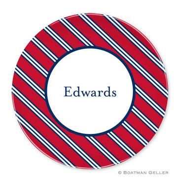 Boatman Geller Personalized Melamine Plate with Repp Tie Red & Navy Pattern  Home & Garden > Kitchen & Dining > Tableware > Dinnerware > Plates
