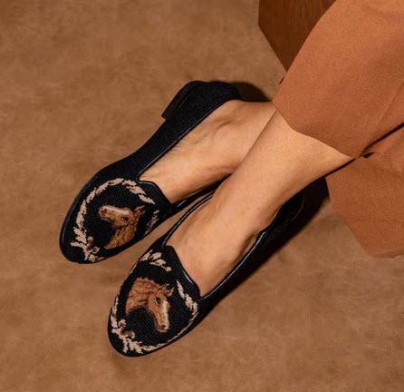 By Paige Horse and Wreath Ladies Needlepoint Loafers  Apparel & Accessories > Shoes > Loafers