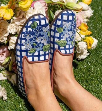 By Paige Blue Hydrangea Ladies Needlepoint Loafers   Apparel & Accessories > Shoes > Loafers