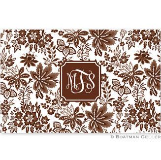 Boatman Geller Personalized Laminated Placemat with Classic Floral Brown Pattern  Home & Garden > Linens & Bedding > Table Linens > Placemats