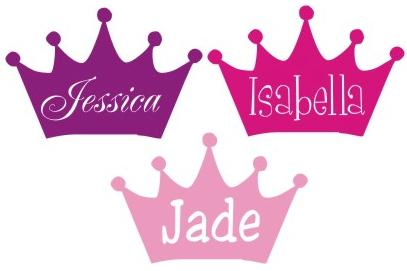 Full Name Monogram Princess Crown Car Decal