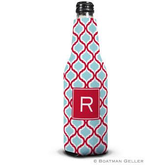 Personalized Kate Red & Teal Bottle Koozie by Boatman Geller  Home & Garden > Kitchen & Dining > Food & Beverage Carriers > Drink Sleeves > Can & Bottle Sleeves