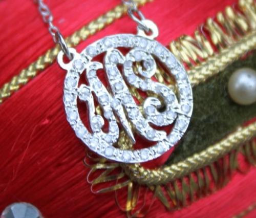 Monograms and Diamonds Round Script Necklace  Apparel & Accessories > Jewelry > Necklaces