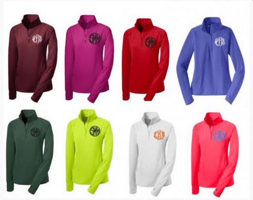 Monogrammed Ladies Quarter Zip Sports Wicking Pullover (More Colors)  Apparel & Accessories > Clothing > Activewear