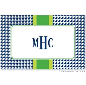 Boatman Geller Personalized Alex Houndstooth Navy Laminated Placemat  Home & Garden > Linens & Bedding > Table Linens > Placemats