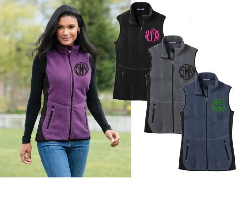 Ladies Monogrammed Contoured Fleece Vest for Warmth  Apparel & Accessories > Clothing > Outerwear > Vests