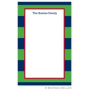 Boatman Geller Personalized Notepad in Rugby Navy & Kelly Pattern  Office Supplies > General Supplies > Paper Products > Notebooks & Notepads