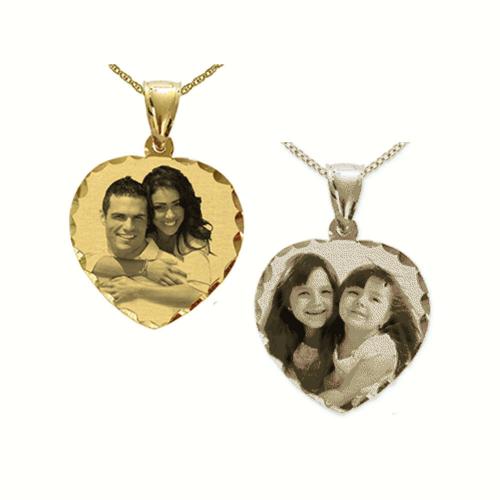 Heart Portrait Pendant with Diamond Cut Frame  Apparel & Accessories > Jewelry > Necklaces