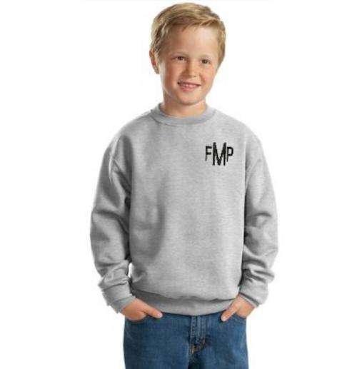 Monogrammed Youth Crew Sweatshirt in 9 colors  Apparel & Accessories > Clothing > Activewear > Sweatshirts