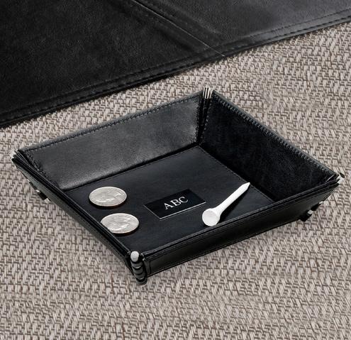 Personalized Catch All Black Leather  Home & Garden > Household Supplies > Storage & Organization > Dresser Valets