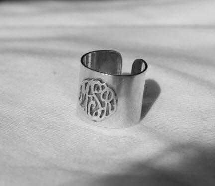 Raised Monogram Ring In Sterling Silver And 14K Gold Pl