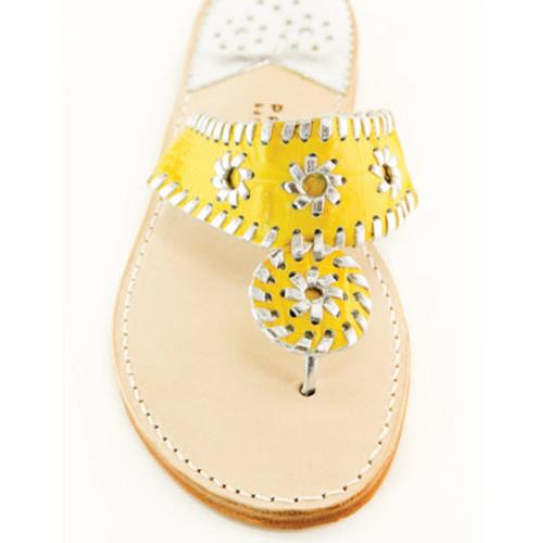 Yellow Croc with Silver Palm Beach Sandals Yellow Croc with Silver Apparel & Accessories > Shoes > Sandals > Thongs & Flip-Flops