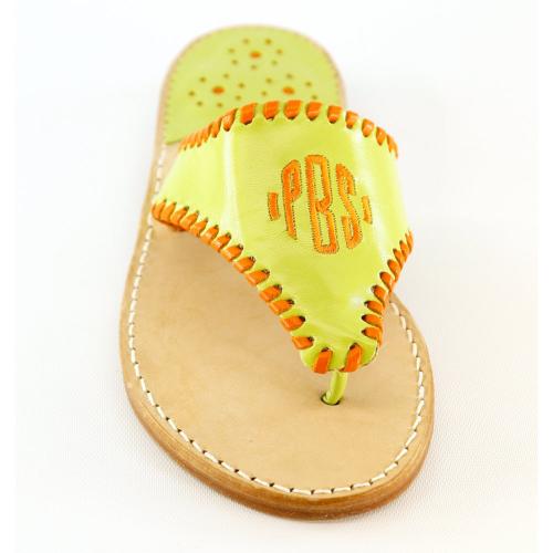 Monogrammed Sandal in Citrus with Clementine Citrus with Clementine Apparel & Accessories > Shoes > Sandals > Thongs & Flip-Flops