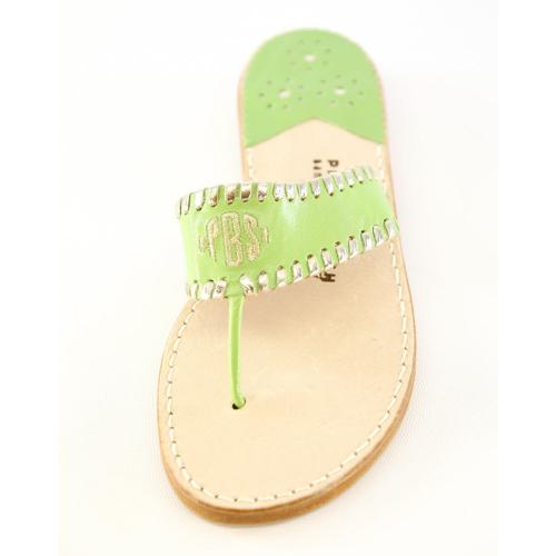 Monogrammed Sandal in Pomme with Pale Gold Pomme with Pale Gold Monogrammed Apparel & Accessories > Shoes > Sandals > Thongs & Flip-Flops
