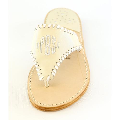 Monogrammed Sandal in Shell with White Shell with White Monogrammed Apparel & Accessories > Shoes > Sandals > Thongs & Flip-Flops