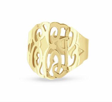 Monogrammed Ladies Hand Cut Solid Gold Ring 2 Sizies  Apparel & Accessories > Jewelry > Rings