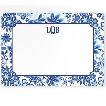 Boatman Geller Personalized Floral Blue Flat Note  Office Supplies > General Supplies > Paper Products > Stationery