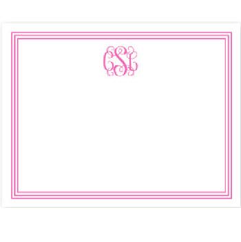 Boatman Geller Personalized Border Pink Flat Note  Office Supplies > General Supplies > Paper Products > Stationery