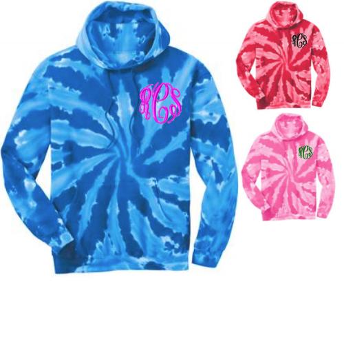 Monogrammed Tie Die Pullover Sweatshirt in Bright Colors  Apparel & Accessories > Clothing > Activewear > Sweatshirts