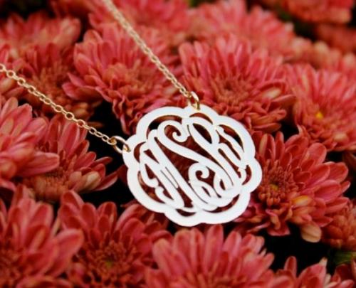 Monogrammed Clover Bordered Necklace  Apparel & Accessories > Jewelry > Necklaces
