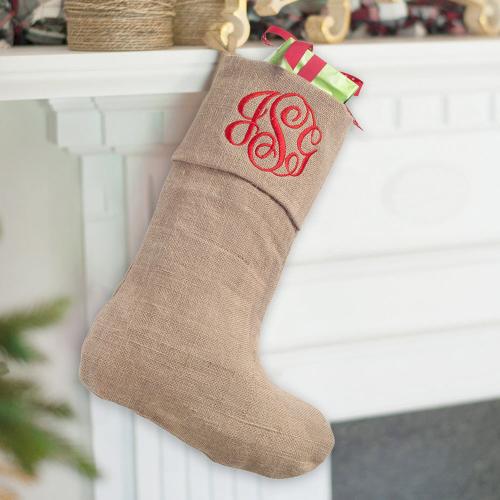 Personalized Burlap Classic Christmas Stocking  Home & Garden > Decor > Seasonal & Holiday Decorations > Holiday Stockings