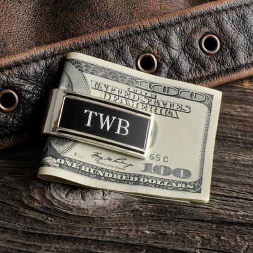 Monogrammed Money Clip Silver Plated Millionaire Style  Personalized Money Clip Millionaire  Apparel & Accessories > Clothing Accessories > Wallets & Money Clips