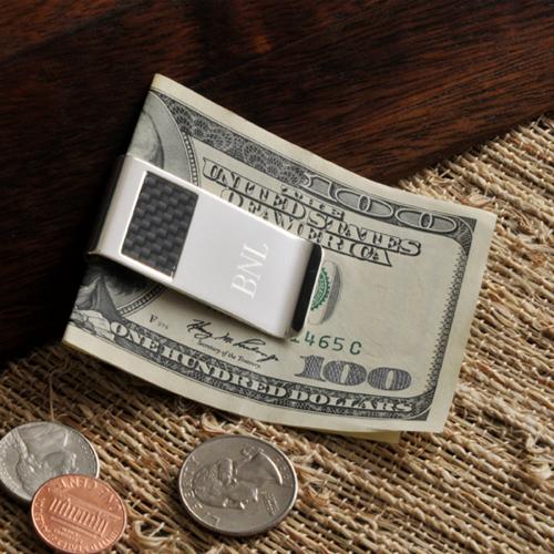 Monogrammed Money Clip Carbon Fiber  Personalized Money Clip Carbon Fiber  Apparel & Accessories > Clothing Accessories > Wallets & Money Clips