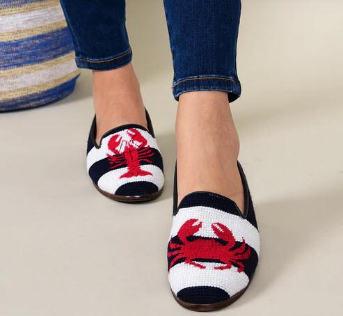 By Paige Ladies Lobster and Crab Needelpoint Loafers  Apparel & Accessories > Shoes > Loafers
