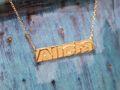 Personalized Raised Relief Name Bar Necklace  Apparel & Accessories > Jewelry > Necklaces