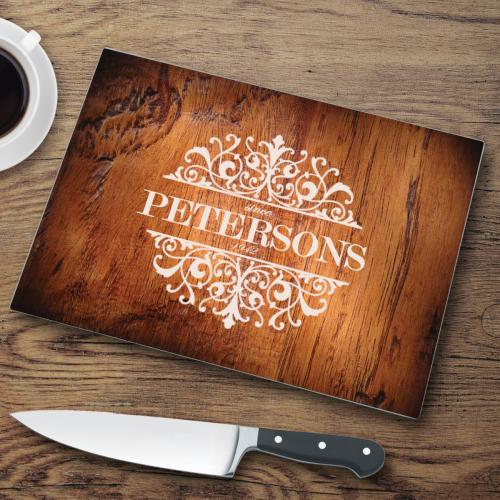 Personalized Glass Cutting Board Rosewood Look