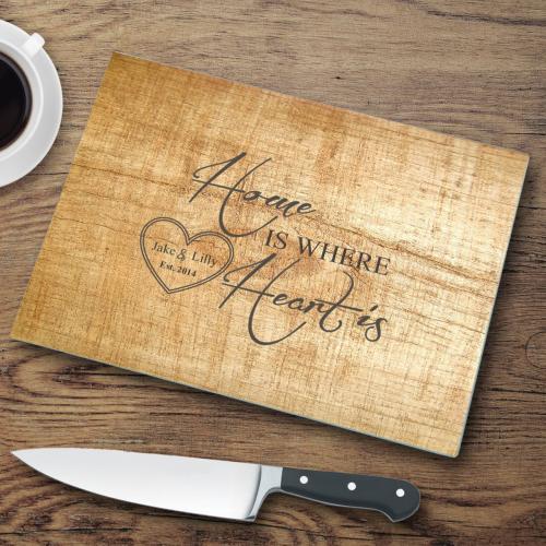Personalized Glass Cutting Board Pine Wood Look