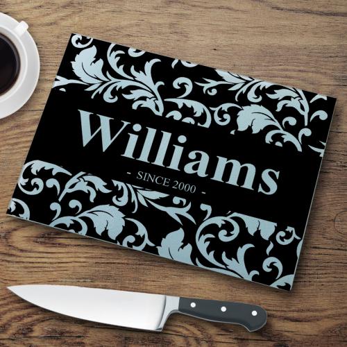 Personalized Flourish Glass Cutting Board