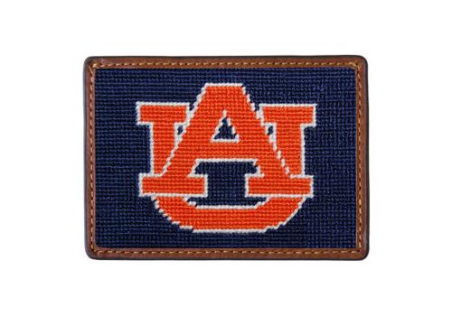 Smathers and Branson Auburn University Needlepoint Card Leather Wallet Auburn Needlepoint Card Wallet Apparel & Accessories > Clothing Accessories > Wallets & Money Clips