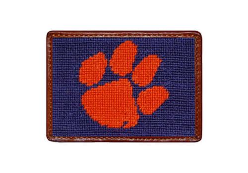 Smathers and Branson Clemson University Needlepoint Card Leather Wallet Clemson Needlepoint Card Wallet Apparel & Accessories > Clothing Accessories > Wallets & Money Clips